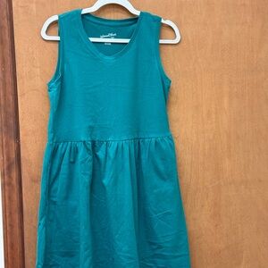 Teal Sleeveless Gathered Waist Dress